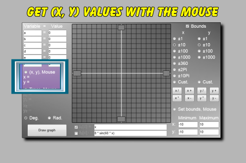 Click this radio button to use mouse to find (x, y) coordinates.