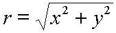 r equals the square root of the sum of x squared plus y squared