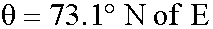 theta equals 73.1 degrees N of E.