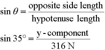 using sine function to find y-component